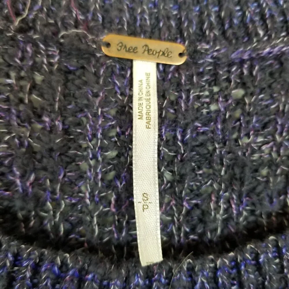 Free People Women Chunky Knit‎ Sweater Pullover Sz S Purple Boho Cozy Cotton